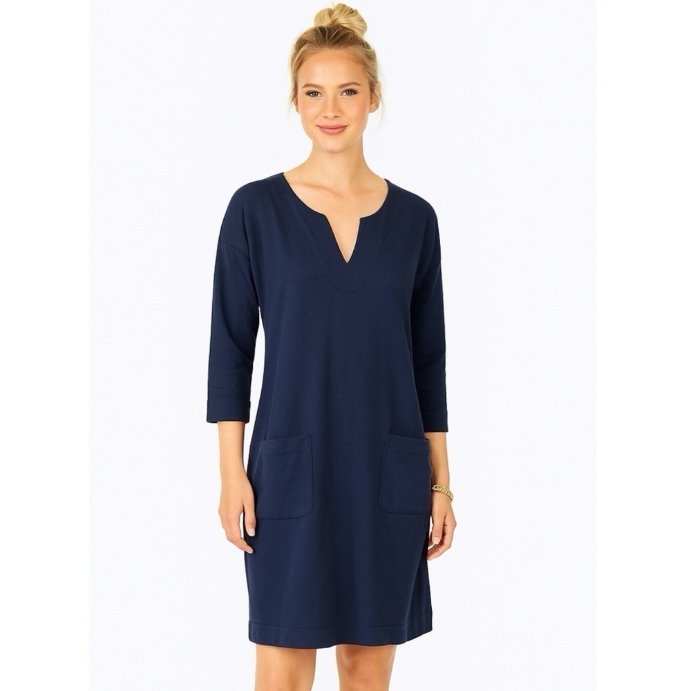 Lilly Pulitzer UPF 50+ Joyce V-Neck Tunic Dress – Size M (Navy Blue)